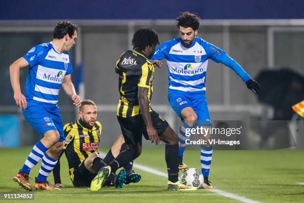 Dirk Marcellis of PEC Zwolle, Luc Castaignos of Vitesse, Fankaty Dabo of Vitesse, Youness Mokhtar of PEC Zwolle during the Dutch Eredivisie match...