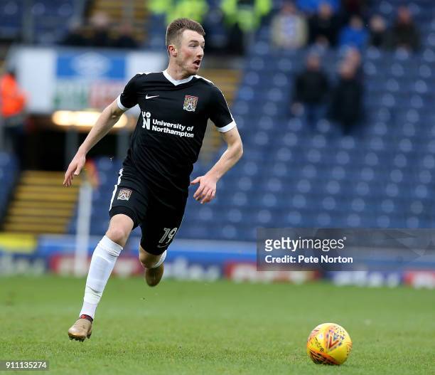 Chris Long of Northampton Town in action during the Sky Bet League One match between Blackburn Rovers and Northampton Town at Ewood Park on January...