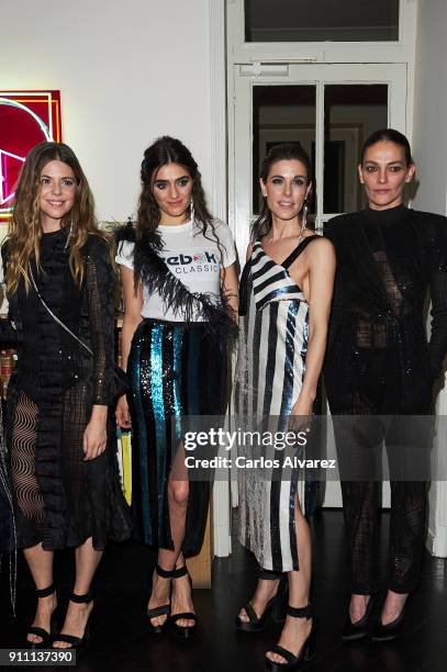 Manuela Velasco, Olivia Molina, Raquel Sanchez Silva and Laura Ponte attend the presentation of the new collection of Moises Nieto during the...