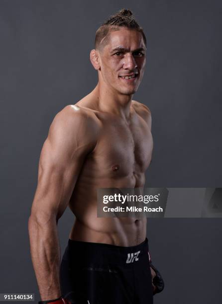 Niko Price poses for a post fight portraits backstage during a UFC Fight Night event at Spectrum Center on January 27, 2018 in Charlotte, North...