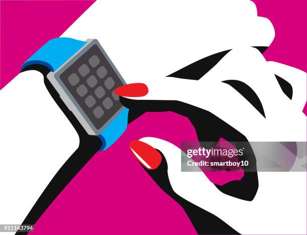 smartwatches - phone activity tracker stock illustrations