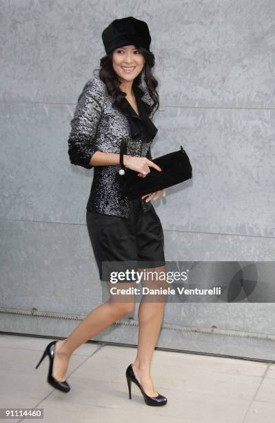 Zhang Ziyi attends the Giorgio Armani Fashion Show as part of the Milan Womenswear Fashion Week Spring/Summer 2010 at the Milano Fashion Center on...