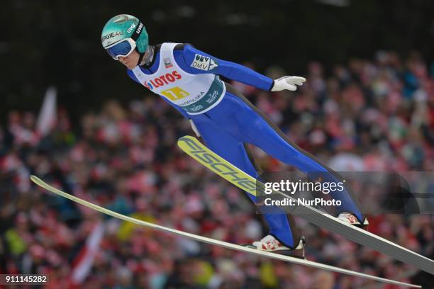 Michael Hayboeck of Austria during the Large Hill Team competition at the FIS Ski Jumping World Cup, in Zakopane, Poland. On Saturday, 27 January...