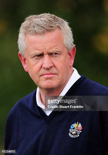 Ryder Cup Captain Colin Montgomerie watches during the first day fourball at The Vivendi Trophy with Severiano Ballesteros at Saint - Nom - La...