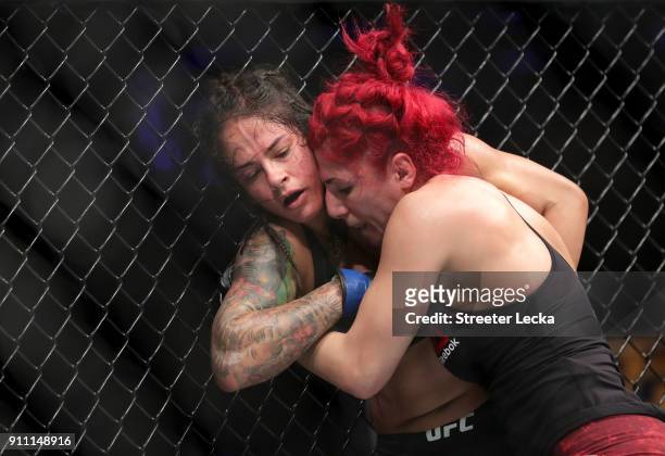Randa Markos of Iraq and Juliana Lima of Brazil compete during UFC Fight Night at Spectrum Center on January 27, 2018 in Charlotte, North Carolina.