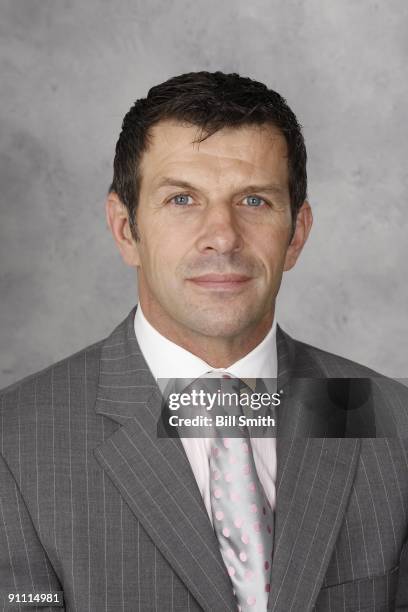 Mark Bergevin of the Chicago Blackhawks poses for his official headshot for the 2009-2010 NHL season.