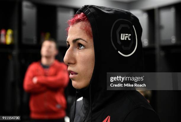 Randa Markos of Iraq warms up backstage during a UFC Fight Night event at Spectrum Center on January 27, 2018 in Charlotte, North Carolina.