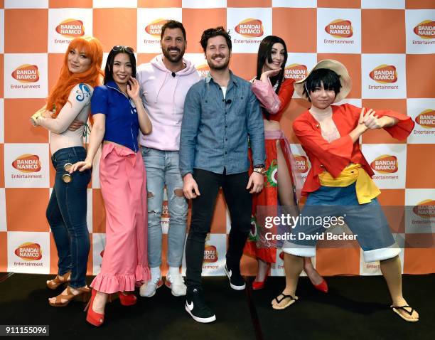 Dancers Maksim Chmerkovskiy and his brother, Valentin Chmerkovskiy attend a news conference celebrating the 1st Anniversary of One Piece Thousand...