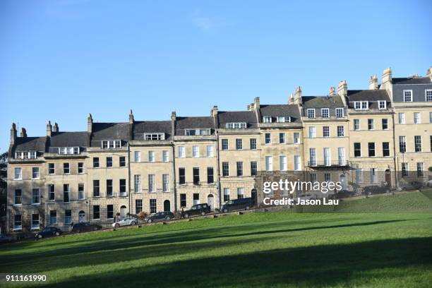 row of houses at the royal crescent, bath - bath uk stock pictures, royalty-free photos & images