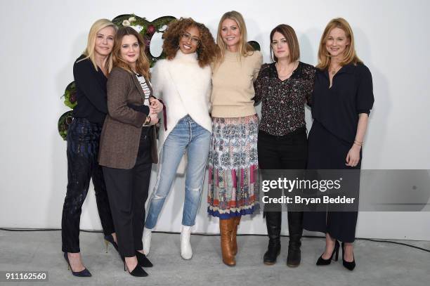 Chelsea Handler, Drew Barrymore, Elaine Welteroth, Gwyneth Paltrow, Gillian Flynn and Laura Linney attend the in goop Health Summit on January 27,...