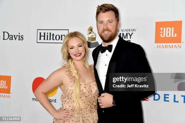 Cassie McConnell Kelley and recording artist Charles Kelley of Lady Antebellum attend the Clive Davis and Recording Academy Pre-GRAMMY Gala and...