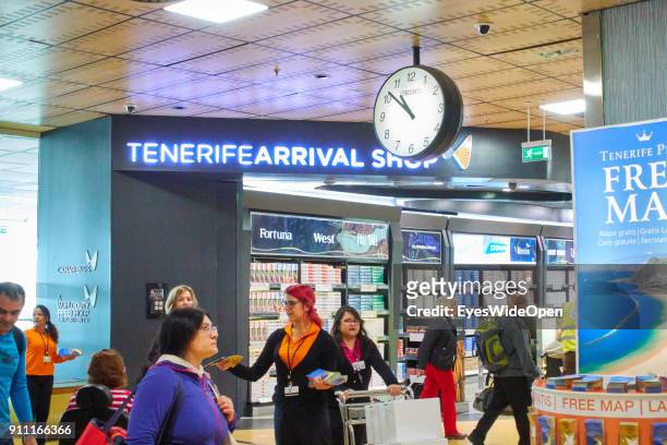 Ryanair passengers at arrival at southern airport Aeropuerto Reina Sofia del Sur on January 08, 2018 in Tenerife, Spain.