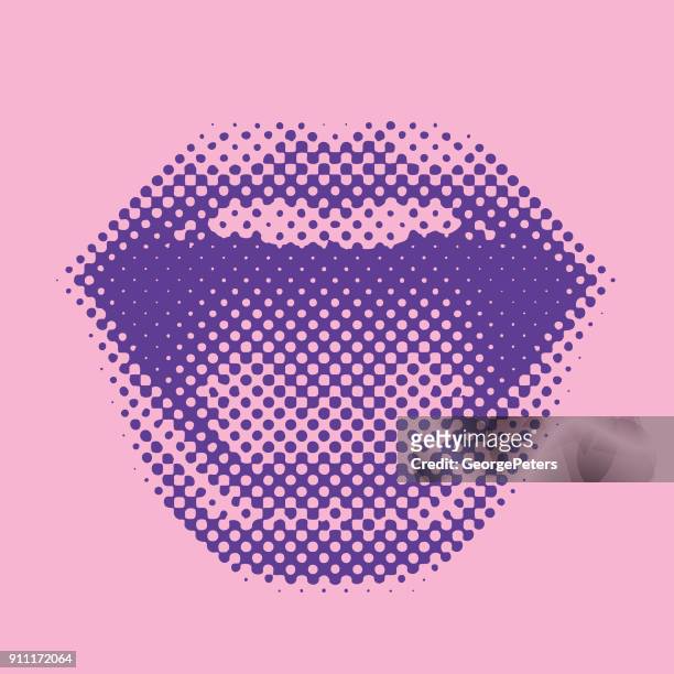 half tone pattern of woman's lips laughing and smiling - half tone stock illustrations