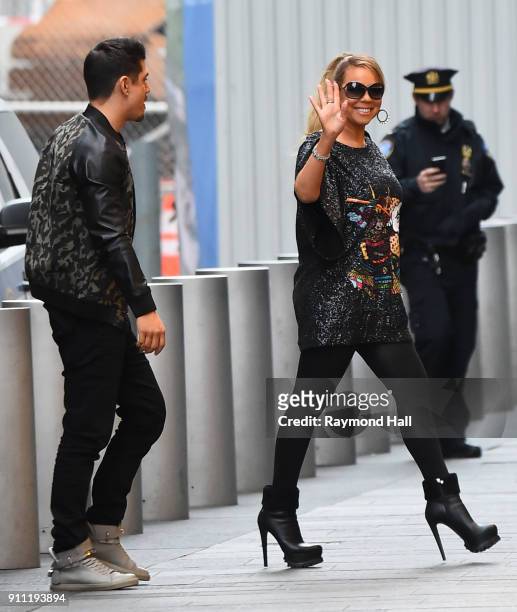 Bryan Tanaka and Mariah Carey are seen arriving at Roc Nation Brunch on January 27, 2018 in New York City.