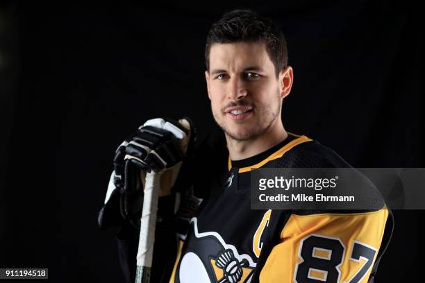 Sidney Crosby of the Pittsburgh Penguins poses for a portrait during the 2018 NHL All-Star at Amalie Arena on January 27, 2018 in Tampa, Florida.