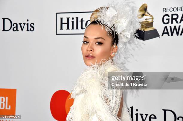 Recording artist Rita Ora attends the Clive Davis and Recording Academy Pre-GRAMMY Gala and GRAMMY Salute to Industry Icons Honoring Jay-Z on January...