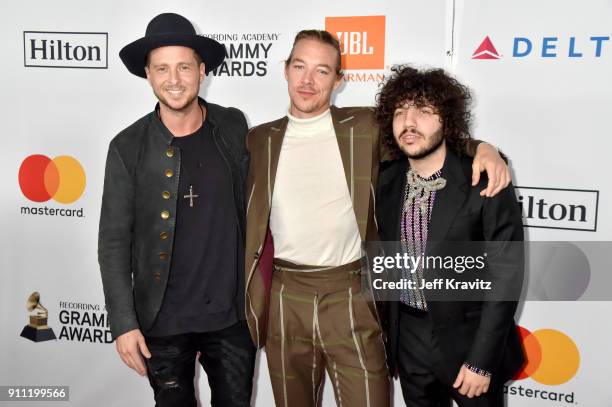 Ryan Tedder, Diplo and Benny Blanco attend the Clive Davis and Recording Academy Pre-GRAMMY Gala and GRAMMY Salute to Industry Icons Honoring Jay-Z...