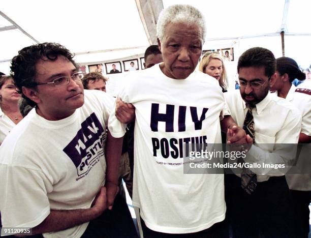 Former South African president Nelson Mandela promoting Aids Awareness in Kayelitsha. Cape Town.