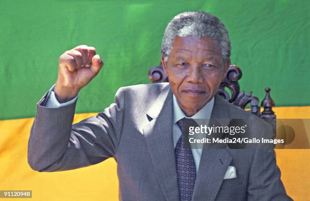 Anti-apartheids activist, Nelson Mandela, shortly after his release from the Victor Verster prison in Paarl.