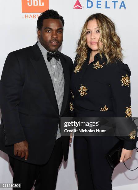 Producer Rodney Jerkins and Joy Enriquez attend the Clive Davis and Recording Academy Pre-GRAMMY Gala and GRAMMY Salute to Industry Icons Honoring...