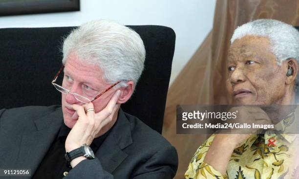 South Africa. Former president of South Africa, Nelson Mandela and former US president, Bill Clinton during a function at Sunninghill Hospital...