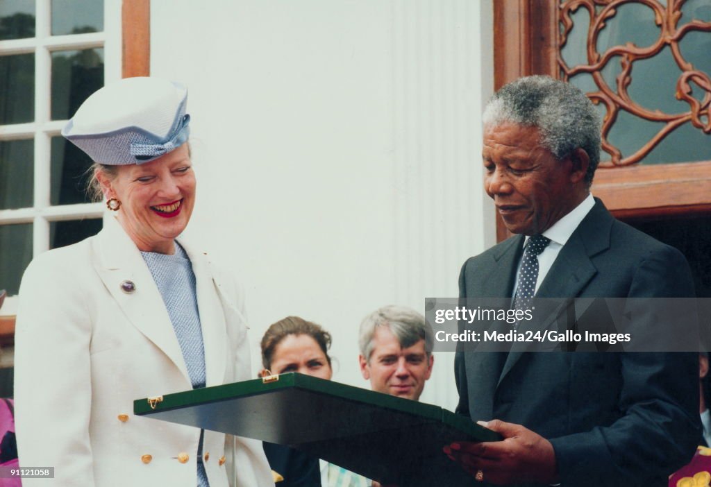 South Africa.Pretoria. President Nelson Mandela hands over the Order of Good Hope Class I yesterday, to Queen Margrethe II of Denmark.This is SA's highest award for foreigners.