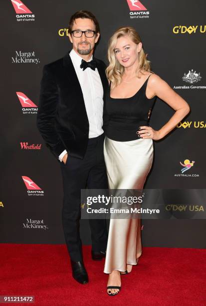 Jonathan LaPaglia and Ursula Brooks attend 2018 G'Day USA Los Angeles Black Tie Gala at InterContinental Los Angeles Downtown on January 27, 2018 in...
