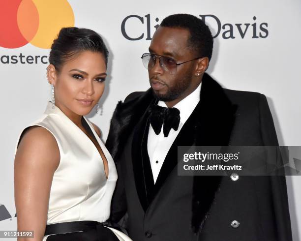 Cassie and recording artist Sean "Diddy" Combs attend the Clive Davis and Recording Academy Pre-GRAMMY Gala and GRAMMY Salute to Industry Icons...