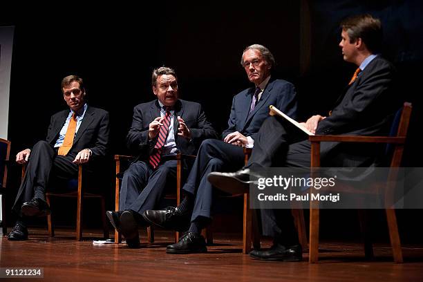 Senator Mark Warner , Rep. Chris Smith , Rep. Edward Markey and Terry Moran on a panel discussion at "Rock Stars of Science" sponsored by Geoffrey...