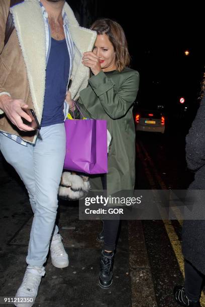 Caroline Flack leaving Soho house private club in Soho on January 27, 2018 in London, England.