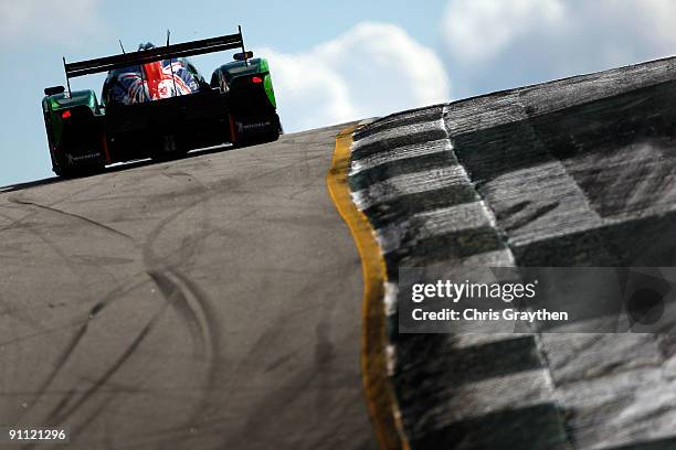 The Drayson Racing Lola B09 60 driven by Paul Drayson, Jonny Cocker and Rob Bell drives during practice for the American Le Mans Series Petit Le Mans...