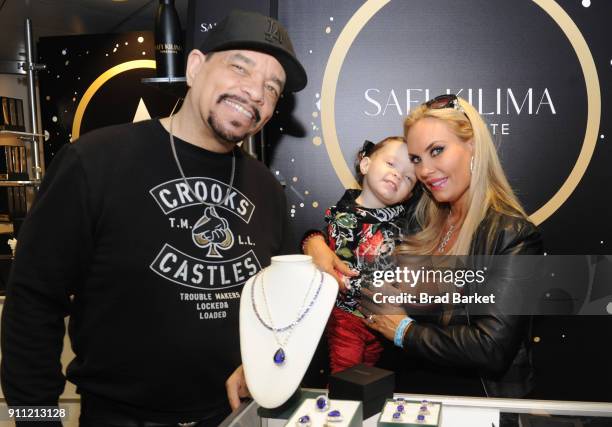 Rapper/musician Ice-T of musical group Body Count and actor/model Coco Austin attend the GRAMMY Gift Lounge during the 60th Annual GRAMMY Awards at...