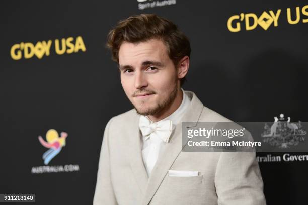 Callan McAuliffe attends 2018 G'Day USA Los Angeles Black Tie Gala at InterContinental Los Angeles Downtown on January 27, 2018 in Los Angeles,...