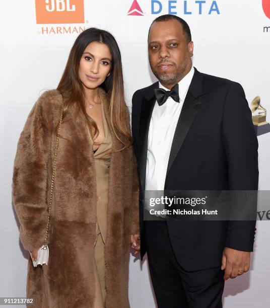 Music producer No I.D. And Isabelle Wilson attend the Clive Davis and Recording Academy Pre-GRAMMY Gala and GRAMMY Salute to Industry Icons Honoring...