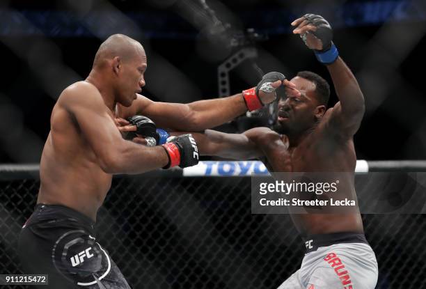 Ronaldo "Jacare" Souza of Brazil competes against Derek Brunson in their middleweight bout during UFC Fight Night at Spectrum Center on January 27,...