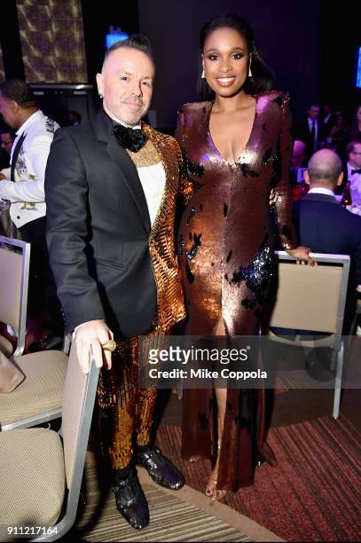 Damon 'Lengendary Dam' Peruzzi and recording artist Jennifer Hudson attend the Clive Davis and Recording Academy Pre-GRAMMY Gala and GRAMMY Salute to...