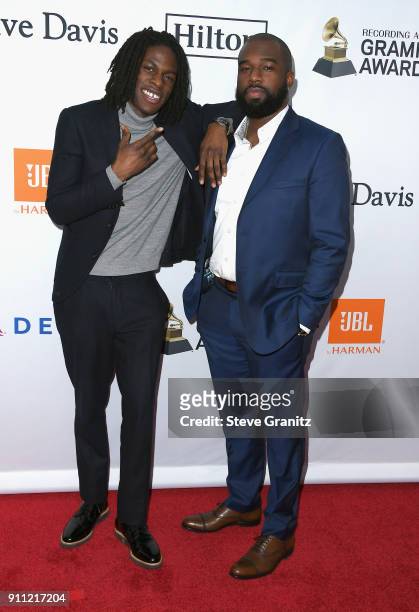 Recording artist Daniel Caesar and guest attend the Clive Davis and Recording Academy Pre-GRAMMY Gala and GRAMMY Salute to Industry Icons Honoring...