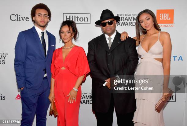 Max Harris, Lisa Harris, music producer Jimmy Jam, and model Bella Harris attend the Clive Davis and Recording Academy Pre-GRAMMY Gala and GRAMMY...
