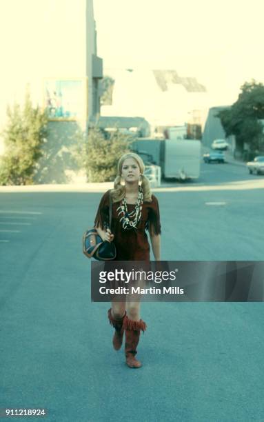 American actress Barbara Sigel walks on the Universal Studios lot circa November, 1970 in Universal City, California.
