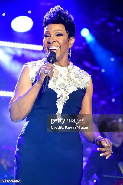 Recording artist Gladys Knight performs onstage during the Clive Davis and Recording Academy Pre-GRAMMY Gala and GRAMMY Salute to Industry Icons...