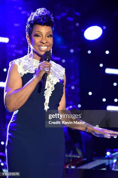 Recording artist Gladys Knight performs onstage during the Clive Davis and Recording Academy Pre-GRAMMY Gala and GRAMMY Salute to Industry Icons...