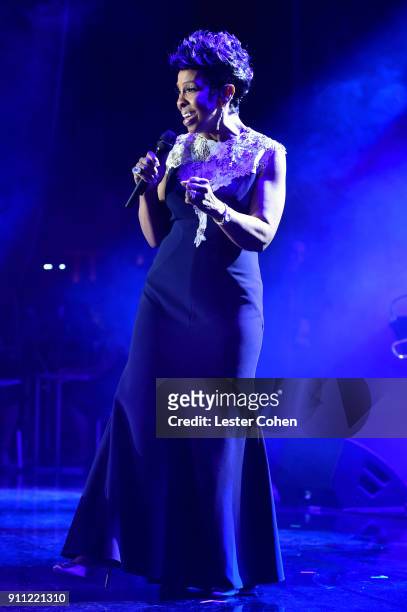 Recording artist Gladys Knight performs onstage at the Clive Davis and Recording Academy Pre-GRAMMY Gala and GRAMMY Salute to Industry Icons Honoring...