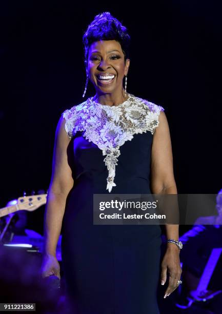 Recording artist Gladys Knight performs onstage at the Clive Davis and Recording Academy Pre-GRAMMY Gala and GRAMMY Salute to Industry Icons Honoring...