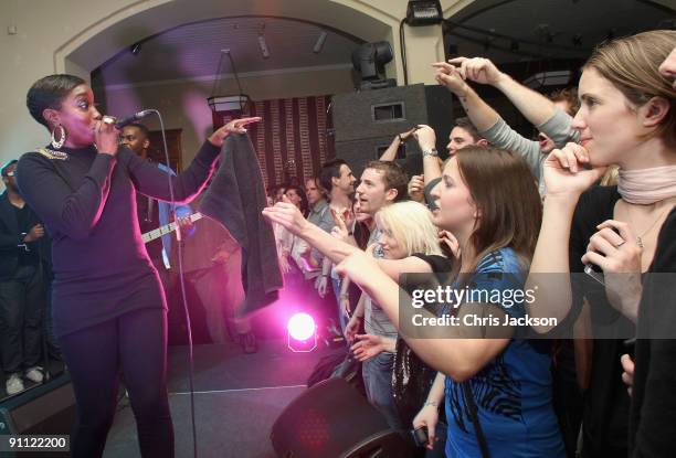 Singer Estelle performs onstage during the Arthurs Day Guinness 250th Anniversary Celebration held at the Odeon on September 24, 2009 in Dublin,...