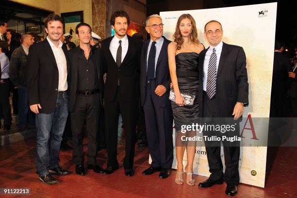 Valentino Picone, Salvo Ficarra, Francesco Scianna, Carlo Rossella, Margarete Made and director Giuseppe Tornatore attend the "Baaria" screening at...