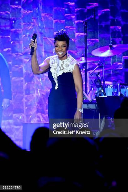 Recording artist Gladys Knight performs onstage during the Clive Davis and Recording Academy Pre-GRAMMY Gala and GRAMMY Salute to Industry Icons...