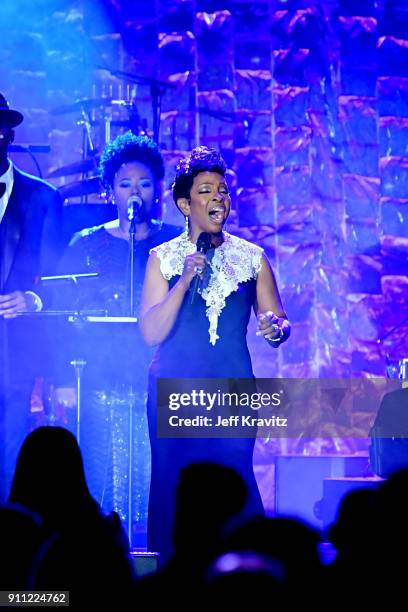 Recording artist Gladys Knight performs onstage during the Clive Davis and Recording Academy Pre-GRAMMY Gala and GRAMMY Salute to Industry Icons...