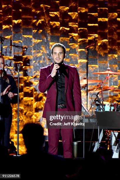 Recording artist Ben Platt performs onstage during the Clive Davis and Recording Academy Pre-GRAMMY Gala and GRAMMY Salute to Industry Icons Honoring...