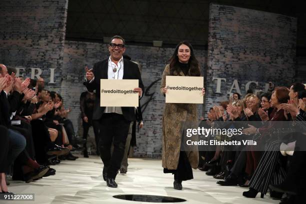 Designer Guillermo Mariotto walks the runway at the Gattinoni show during Altaroma on January 27, 2018 in Rome, Italy.