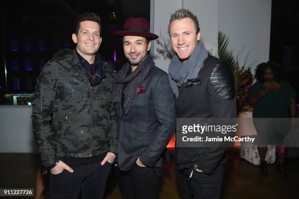 Clifton Murray, Victor Micallef and Fraser Walters of The Tenors attend Primary Wave Entertainment's 12th Annual Pre-Grammy Party on January 27, 2018...
